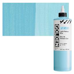 Golden High Flow Acrylic Paint - Light Phthalo Blue, 16 oz bottle and swatch