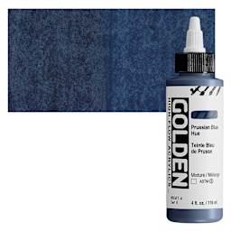 Golden High Flow Acrylic Paint - Prussian Blue Hue, 4 oz bottle and swatch