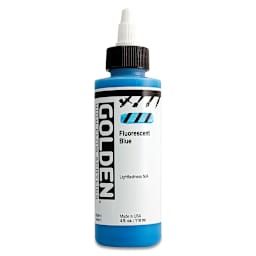 Golden High Flow Acrylics - Florescent Blue, 4 oz bottle