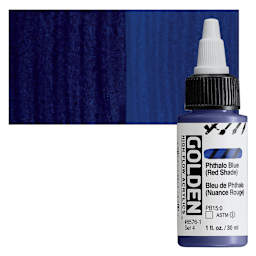 Golden High Flow Acrylic Paint - Phthalo Blue (Red Shade), 1 oz bottle and swatch