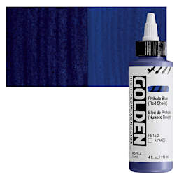 Golden High Flow Acrylic Paint - Phthalo Blue (Red Shade), 4 oz bottle and swatch