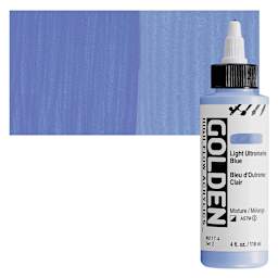 Golden High Flow Acrylic Paint - Light Ultramarine Blue, 4 oz bottle and swatch