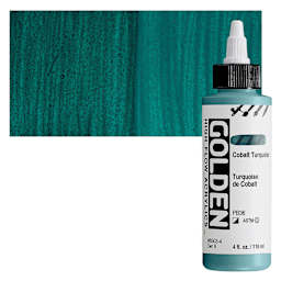 Golden High Flow Acrylic Paint - Cobalt Turquoise, 4 oz bottle and swatch