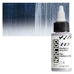 Golden High Flow Acrylic Paint - Interference Blue (Fine), 1 oz bottle and swatch