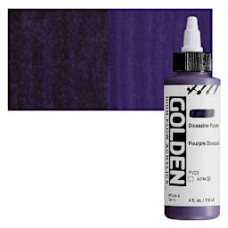 Golden High Flow Acrylic Paint - Dioxazine Purple, 4 oz bottle and swatch