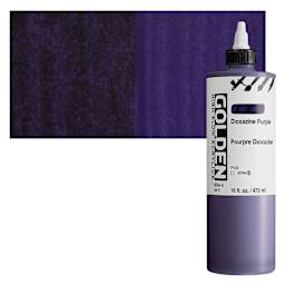 Golden High Flow Acrylic Paint - Dioxazine Purple, 16 oz bottle and swatch