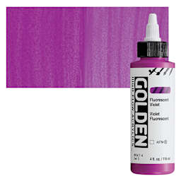 Golden High Flow Acrylic Paint - Fluorescent Violet, 4 oz bottle and swatch