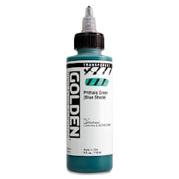 Golden High Flow Acrylics - Transparent Phthalo Green (Blue Shade), 4 oz bottle