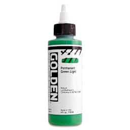 Golden High Flow Acrylics - Permanent Green Light, 4 oz bottle
