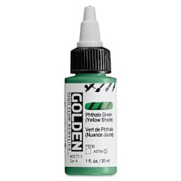 Golden High Flow Acrylics - Phthalo Green (Yellow Shade), 1 oz bottle