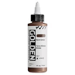 Golden High Flow Acrylics - Burnt Umber, 4 oz bottle