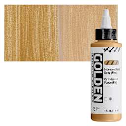 Golden High Flow Acrylic Paint - Iridescent Gold Deep (Fine), 4 oz bottle and swatch