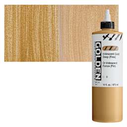Golden High Flow Acrylic Paint - Iridescent Gold Deep (Fine), 16 oz bottle and swatch