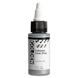 Golden High Flow Acrylics - Iridescent Silver (Fine), 1 oz bottle