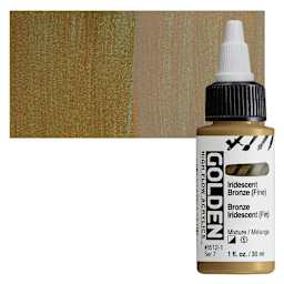 Golden High Flow Acrylic Paint - Iridescent Bronze (Fine), 1 oz bottle and swatch