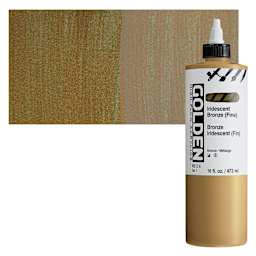Golden High Flow Acrylic Paint - Iridescent Bronze (Fine), 16 oz bottle and swatch