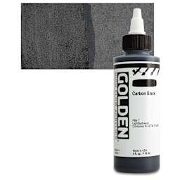 Golden High Flow Acrylic Paint - Carbon Black, 4 oz bottle and swatch