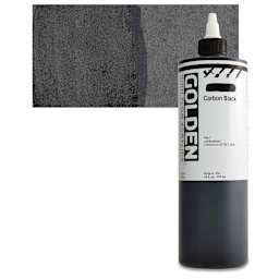 Golden High Flow Acrylic Paint - Carbon Black, 16 oz bottle and swatch