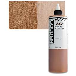 Golden High Flow Acrylic Paint - Iridescent Copper (Fine), 16 oz bottle and swatch