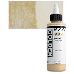 Golden High Flow Acrylic Paint - Iridescent Gold (Fine), 4 oz bottle and swatch