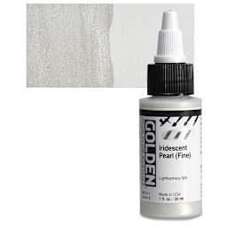 Golden High Flow Acrylic Paint - Iridescent Pearl (Fine), 1 oz bottle and swatch