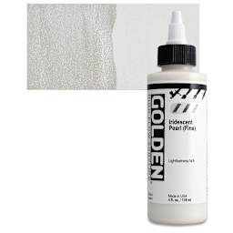 Golden High Flow Acrylic Paint - Iridescent Pearl (Fine), 4 oz bottle and swatch
