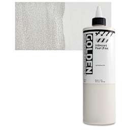 Golden High Flow Acrylic Paint - Iridescent Pearl (Fine), 16 oz bottle and swatch