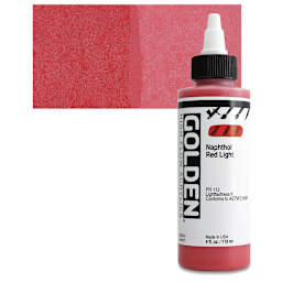 Golden High Flow Acrylic Paint - Naphthol Red Light, 4 oz bottle and swatch