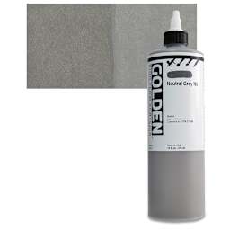 Golden High Flow Acrylic Paint - Neutral Gray N5, 16 oz bottle and swatch