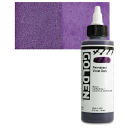 Golden High Flow Acrylic Paint - Permanent Violet Dark, 4 oz bottle and swatch