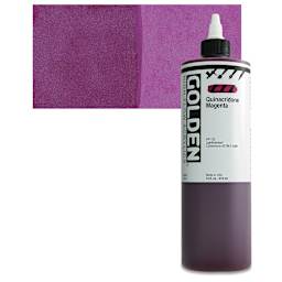 Golden High Flow Acrylic Paint - Quinacridone Magenta, 16 oz bottle and swatch
