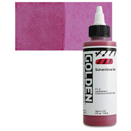 Golden High Flow Acrylic Paint - Quinacridone Red, 4 oz bottle and swatch