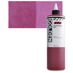 Golden High Flow Acrylic Paint - Quinacridone Red, 16 oz bottle and swatch