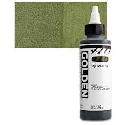 Golden High Flow Acrylic Paint - Sap Green Hue, 4 oz bottle and swatch