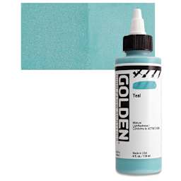 Golden High Flow Acrylic Paint - Teal, 4 oz bottle and swatch