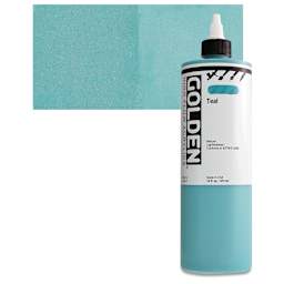Golden High Flow Acrylic Paint - Teal, 16 oz bottle and swatch