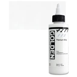 Golden High Flow Acrylic Paint - Titanium White, 4 oz bottle and swatch