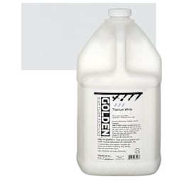 Golden High Flow Acrylic Paint - Titanium White, 128 oz bottle and swatch