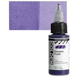 Golden High Flow Acrylic Paint - Transparent Dioxazine Purple, 1 oz bottle and swatch