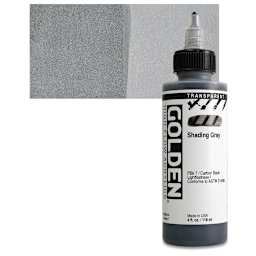 Golden High Flow Acrylic Paint - Transparent Shading Gray, 4 oz bottle and swatch