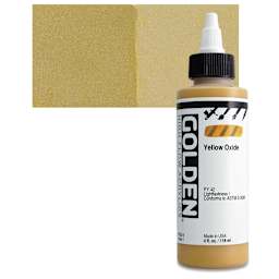 Golden High Flow Acrylic Paint - Yellow Oxide, 4 oz bottle and swatch