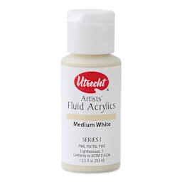 Utrecht Fluid Acrylics - Medium White, 1 oz bottle