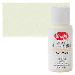 Utrecht Fluid Acrylic Paint - Warm White, 1 oz bottle and swatch