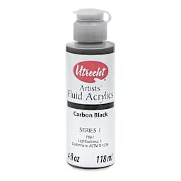 Utrecht Fluid Acrylics - Carbon Black, 4 oz bottle