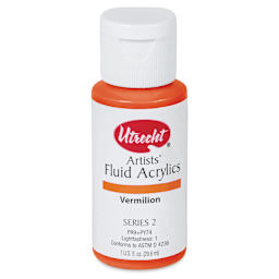Utrecht Fluid Acrylics - Vermilion, 1 oz bottle