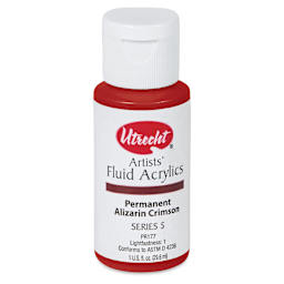 Utrecht Fluid Acrylics - Permanent Alizarin Crimson, 1 oz bottle