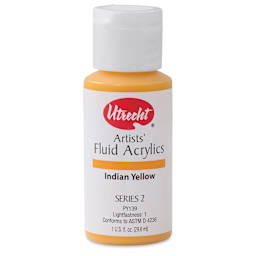 Utrecht Fluid Acrylics - Indian Yellow, 1 oz bottle