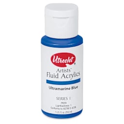 Utrecht Fluid Acrylics - Ultramarine Blue, 1 oz bottle