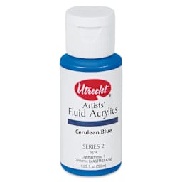 Utrecht Fluid Acrylics - Cerulean Blue, 1 oz bottle