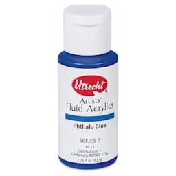 Utrecht Fluid Acrylics - Phthalo Blue, 1 oz bottle